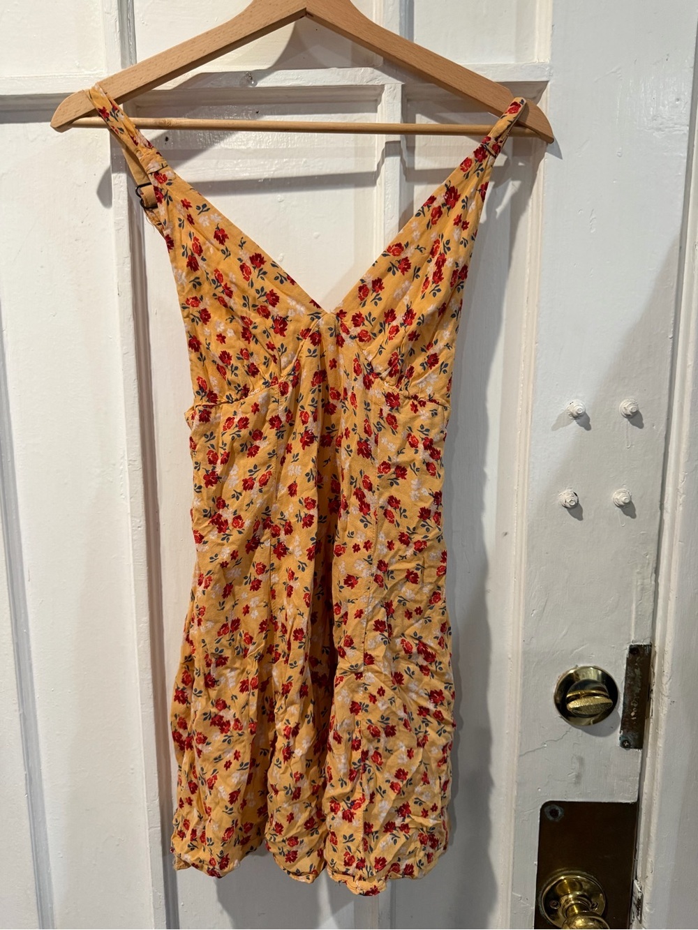 Urban Outfitters Yellow Floral Mini Slip Dress